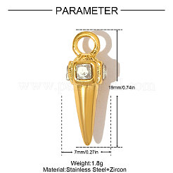 304 Stainless Steel with Cubic Zirconia Pendants&nbsp;STAS-OY005-01G