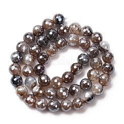 Electroplated Natural Agate Beads Strands&nbsp;G-B191-A07-8mm-12