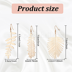 3 Pairs 3 Style Alloy Leaf Long Dangle Earrings for Women&nbsp;EJEW-AN0001-73