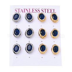 6 Pairs 304 Stainless Steel Pave Cubic Zirconia Stud Earrings&nbsp;SA-CBADCF0-04GP-02