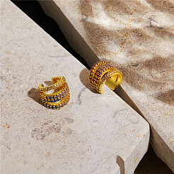 Brass Micro Pave Grade AAA Cubic Zirconia Cuff Earrings&nbsp;JE020A-X