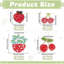 8Pcs 4 Styles Glass Crystal Embroider Thread Iron on/Sew On Patches&nbsp;PATC-PH0001-38