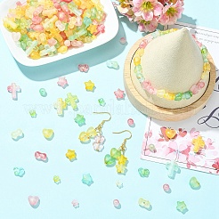 350Pcs 7 Styles Frosted Transparent Acrylic Beads&nbsp;OACR-YW0004-64