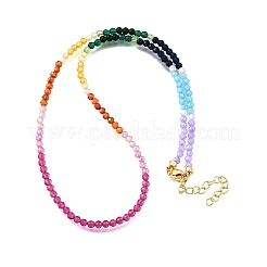 3MM Faceted Round Colorful Cubic Zirconia Beaded Necklaces for Women&nbsp;NJEW-A047-01G