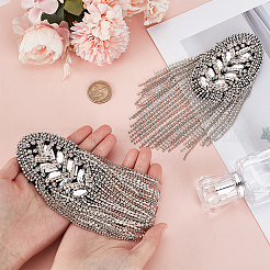 2Pcs Punk Style Oval Iron & Crystal Rhinestone & Felt Tassel Epaulettes&nbsp;AJEW-ME0001-51