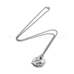 Skull Rhinestone Pendant Necklaces with Rolo Chains&nbsp;NJEW-F309-01
