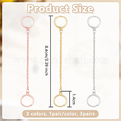 3 Pairs Brass Hoop Earrings&nbsp;HJEW-OC00317