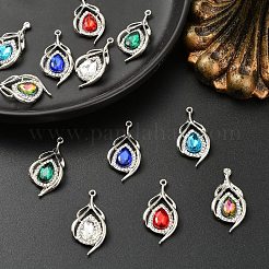 12Pcs 6 Colors Alloy Glass Pendants&nbsp;ALRI-YW0001-33