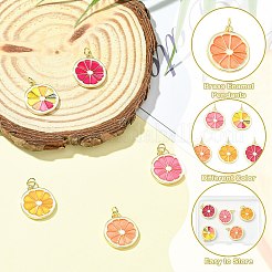 5Pcs 5 Colors Brass Enamel Pendants&nbsp;KK-CJ0004-35