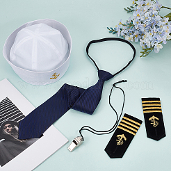 Polyester Men's Suit Necktie & Sailor Hat & Epaulettes Sets&nbsp;AJEW-CN0007-24