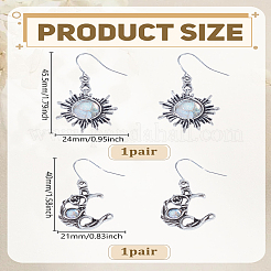 Sun & Moon Alloy Glass Dangle Earrings&nbsp;EJEW-LP0008-055A