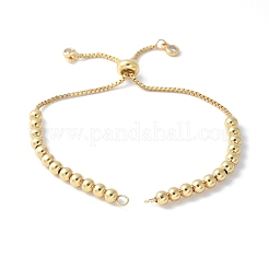 Brass Clear Cubic Zirconia Round Ball Slider Bracelet Making&nbsp;KK-F892-33G