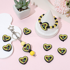 12Pcs Heart with Word Teach Silicone Focal Beads&nbsp;SIL-SC0003-09