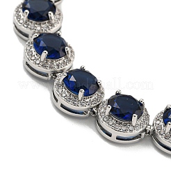 Rack Plating Brass Pave Cubic Zirconia Flat Round Links Bracelets for Women&nbsp;BJEW-H604-02P-02