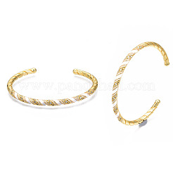Cubic Zirconia Twist Rope Shape Cuff Bangle&nbsp;BJEW-N014-001-NF