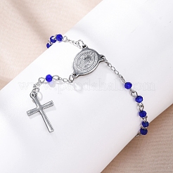 Glass Beads Rosary Bracelets&nbsp;BJEW-A032-04P-03