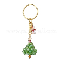 Christmas Tree Handmade Glass Seed Beads Keychains&nbsp;KEYC-MZ00044