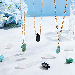 10pcs 5 style Gemstone Double Terminal Pointed Pendants&nbsp;G-OC0004-18