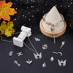 60Pcs 12 Styles Halloweem Themed Tibetan Style Alloy Pendants&nbsp;TIBEP-DC0001-35