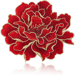 4Pcs Peony Polyester Embroidery Sew On Patches&nbsp;PATC-CY0001-72B