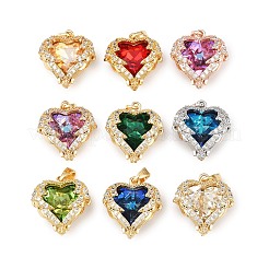 Brass Micro Pave Cubic Zirconia Pendants&nbsp;KK-F922-04G