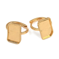 Rectangle Brass Adjustable Ring Components&nbsp;KK-Z122-20G