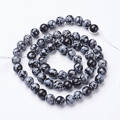 Natural Snowflake Obsidian Beads Strands&nbsp;GSR6mmC009