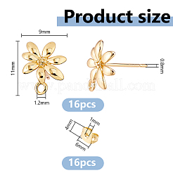 16Pcs Brass Stud Earrings Findings&nbsp;KK-DC0005-20