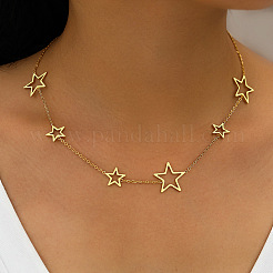 304 Stainless Steel Star Link Chain Necklaces for Women&nbsp;FS-WGF136C-01