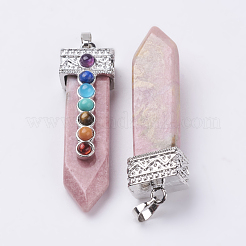 Natural Rhodonite with Synthetic & Natural Mixed Stone Chakra Big Pendants&nbsp;G-E415-A19