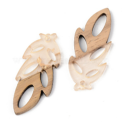 Transparent Resin & Walnut Wood Pendants&nbsp;RESI-S389-062A-B05