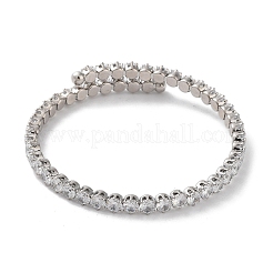Brass Micro Pave Cubic Zirconia Cuff Bangles&nbsp;BJEW-D039-08P