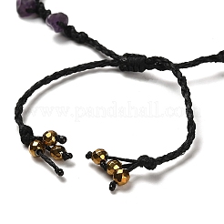 Natural Amethyst & Aphrizite & Synthetic Hematite Nuggets Braided Bead Bracelet&nbsp;BJEW-B073-01A