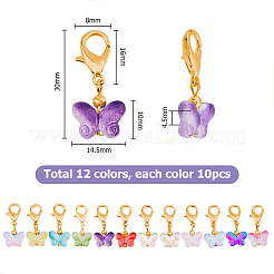 96Pcs 12 Colors Butterfly Glass Pendant Decoration&nbsp;HJEW-HS00003