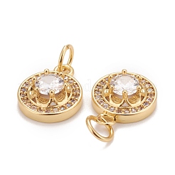 Brass Micro Pave Clear Cubic Zirconia Charms&nbsp;KK-Z023-11G
