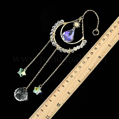 Glass Suncatcher with Brass Cable Chains & Links&nbsp;HJEW-JM04989