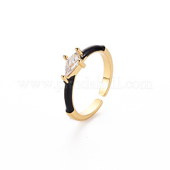Brass Enamel Cuff Rings&nbsp;RJEW-T016-28B-NF