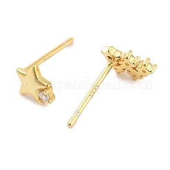 925 Sterling Silver Micro Pave Clear Cubic Zirconia Stud Earrings for Women&nbsp;EJEW-F342-07G