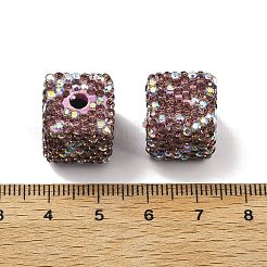 Cube Shape Polymer Clay Rhinestone Beads&nbsp;CLAY-NH0001-08B