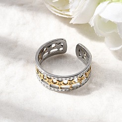 Adjustable 304 Stainless Steel Cuff Rings for Women&nbsp;RJEW-B150-01GP-09
