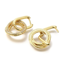 Ring Rack Plating Brass Micro Pave Clear Cubic Zirconia Hoop Earrrings for Women&nbsp;EJEW-L097-04G