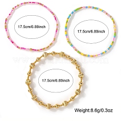 Boho Brass and Glass Beaded Stretch Bracelet Sets&nbsp;ZV9716-1