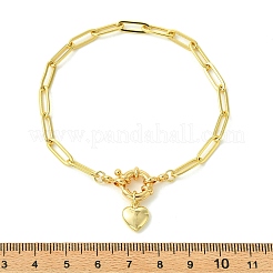 Brass Heart Charm Paperclip Chain Bracelets for Women&nbsp;BJEW-JB14258