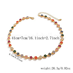 Zinc Alloy Colorful Rhinestone Link Chain Necklaces&nbsp;WG265B3-01