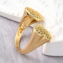 Brass Micro Pave Cubic Zirconia Open Cuff Rings for Women&nbsp;RJEW-K292-04G