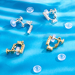 Brass Micro Pave Cubic Zirconia Clip-on Earring Findings&nbsp;KK-BBC0019-80