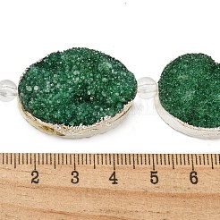 Silver Plated Dyed Oval Natural Drusy Quartz Crystal Beads Strands&nbsp;G-F144-02-S
