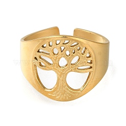 304 Stainless Steel Tree of Life Open Cuff Ring&nbsp;RJEW-F161-02G-25