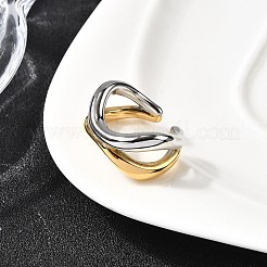 304 Stainless Steel Two Tone Cuff Rings&nbsp;RJEW-Z110-04GP