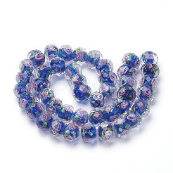 Handmade Gold Sand Lampwork Beads Strands&nbsp;LAMP-R141-12mm-01